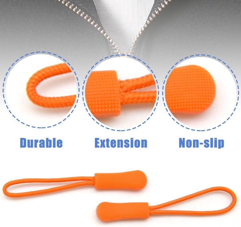 Ruidee 50 Pieces Zipper Pulls Zipper Tabs Zipper Pull Cord Extender Replacement Zipper Pulls for Backpacks, Jackets, Luggage, Purses, Handbags（Orange） - Image 3